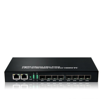 2 ethrnet port and 8 fiber sfp port switch gigabit optical fiber ethernet switch for ip camera